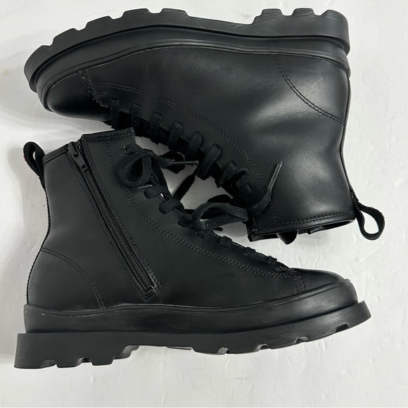 Camper Black Boots Leather Lace Up Gorpcore Grunge Motorcycle Biker Size 6.5 - Picture 6 of 11